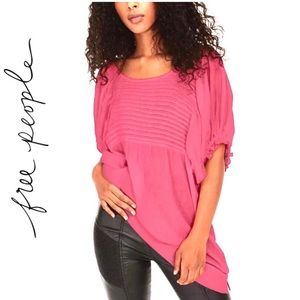 Free People 💗  Elsie Vintage Style Cotton Linen Blend Tunic Top Size Med NWOT